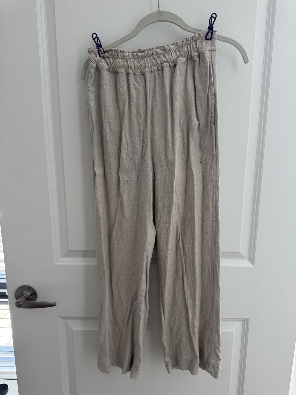 Abercrombie & Fitch Oatmeal Linen Pull-On Pants